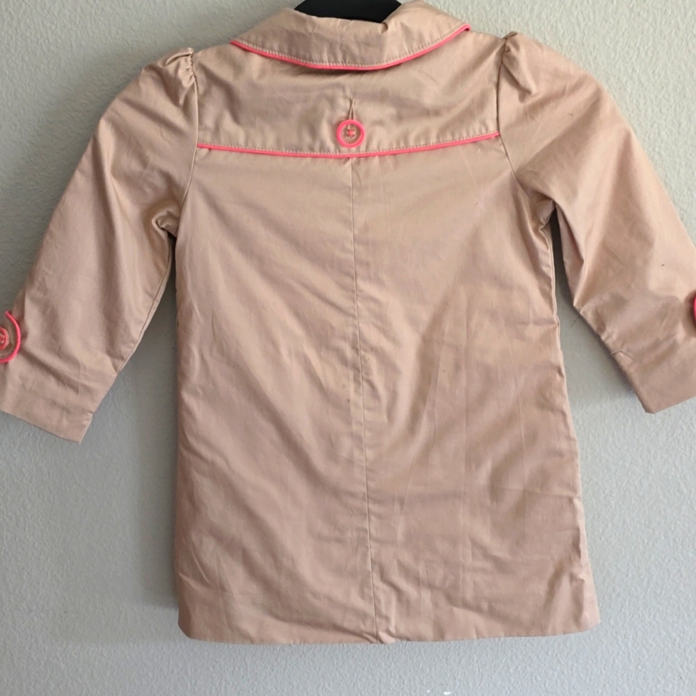 Gap Kids Beige Trench Coat with Pink Trim Size 4T 🌟NWT🌟 - Picture 4 of 6